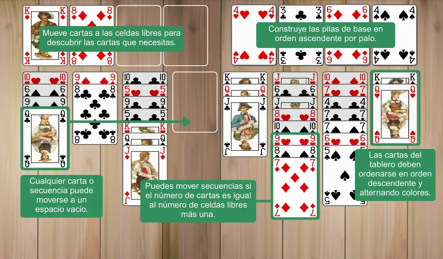 Reglas de FreeCell Fácil
